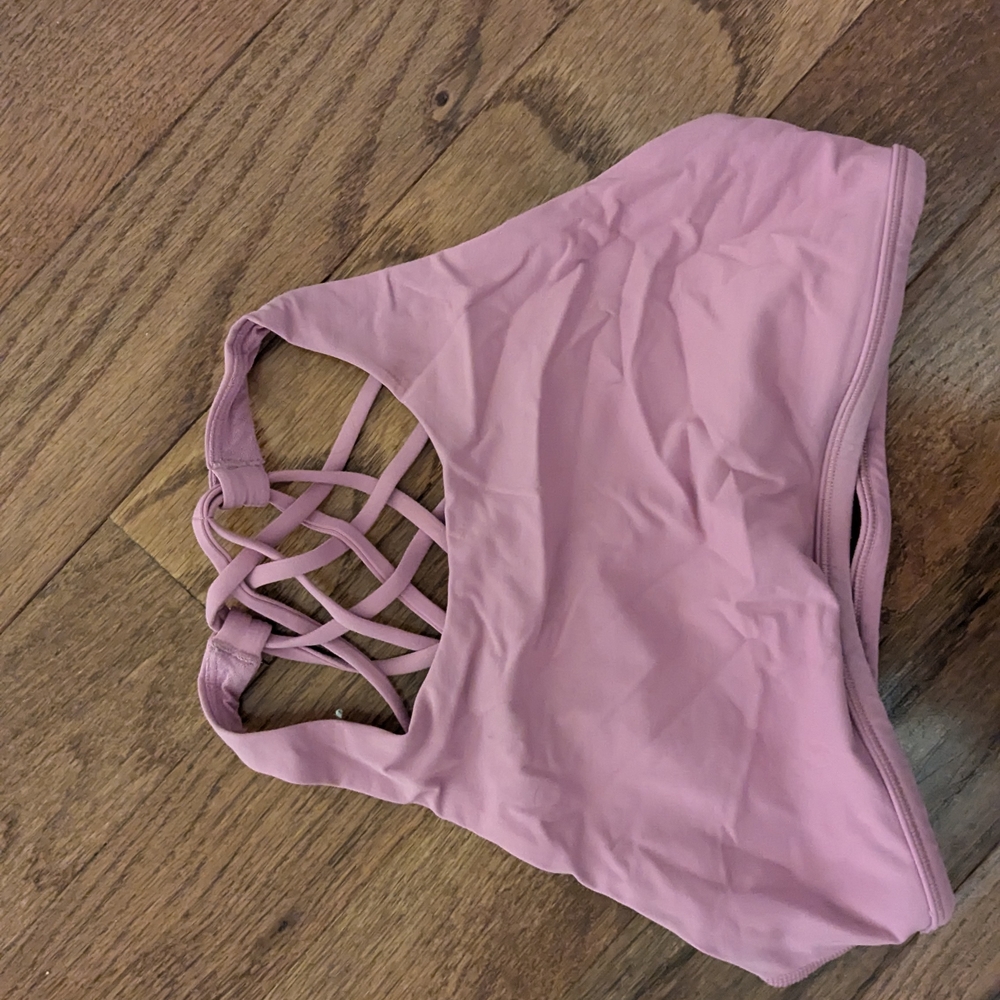 Pink Strappy Sports Bra